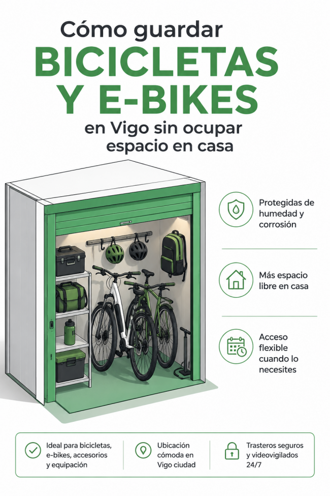 VigBox bicicletas y e-bikes en trastero urbano Vigo Guardar bicicletas y e-bikes en un trastero urbano en Vigo