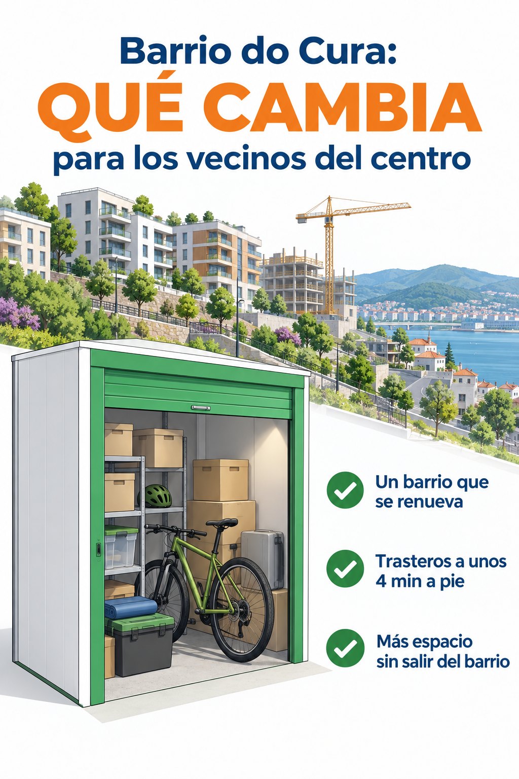 vigbox-barrio-do-cura-que-cambia Ilustración: barrio en obras junto a la ría con grúa y un trastero cercano — qué cambia en el Barrio do Cura